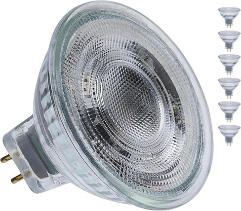 Satco LED MR16 Spotlight 5.5W 50W Equivalent 2700K Warm White 90+ CRI 15 Beam GU5.3 Bi-Pin Base 12V Dimmable Clear Finish Part S12360 (6 Pack) in Saudi Arabia