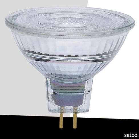 Satco LED MR16 Spotlight 5.5W 50W Equivalent 2700K Warm White 90+ CRI 15 Beam GU5.3 Bi-Pin Base 12V Dimmable Clear Finish Part S12360 (6 Pack) in Saudi Arabia