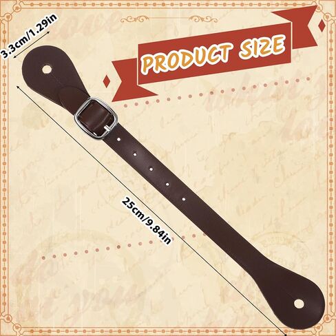 2 قطعة من الأشرطة الجلدية للرجال والنساء باللون البني رعاة البقر والفخذ العالي التمهيد بطبقة واحدة ومحفزات حزام قابل للتعديل 6 فتحات بإبزيم قابل للفصل ورباط الحذاء للكاحل من أجل إكسسوارات الأزياء التنكرية لراكبي الخيل in Kuwait