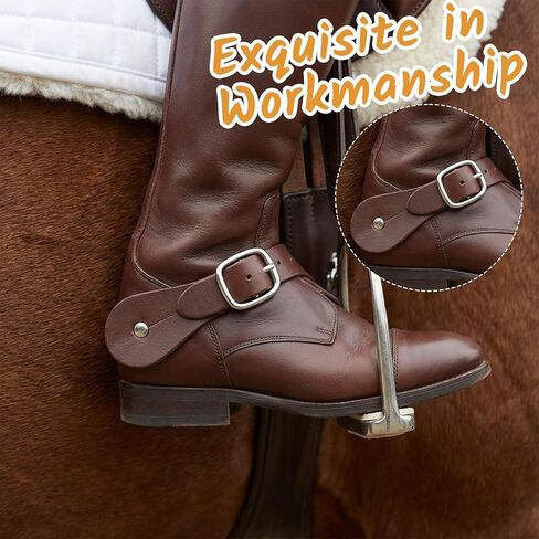 2 قطعة من الأشرطة الجلدية للرجال والنساء باللون البني رعاة البقر والفخذ العالي التمهيد بطبقة واحدة ومحفزات حزام قابل للتعديل 6 فتحات بإبزيم قابل للفصل ورباط الحذاء للكاحل من أجل إكسسوارات الأزياء التنكرية لراكبي الخيل in Kuwait