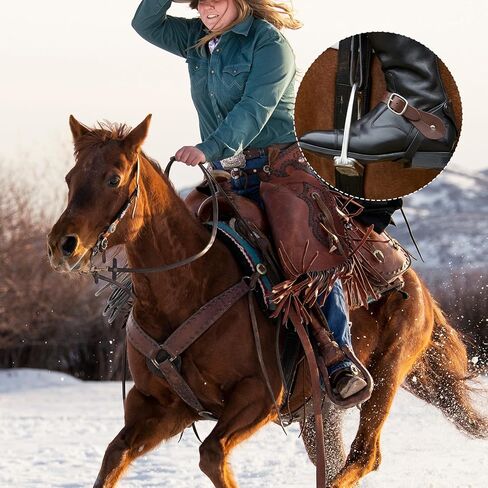 2 قطعة من الأشرطة الجلدية للرجال والنساء باللون البني رعاة البقر والفخذ العالي التمهيد بطبقة واحدة ومحفزات حزام قابل للتعديل 6 فتحات بإبزيم قابل للفصل ورباط الحذاء للكاحل من أجل إكسسوارات الأزياء التنكرية لراكبي الخيل in Kuwait
