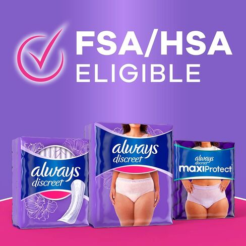 Always Discreet Reimagined Adult Diapers for Women, Maximum Absorbency Incontinence and Postpartum Underwear Size 3X+, Up to 100% Leak Free Bladder Leak Protection, 52 Count​ in Kuwait