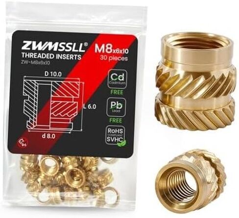 M8 Heat-Set Threaded Inserts(Pieces) Heat Set Insert for 3D M8x6x10mm 30 in Saudi Arabia