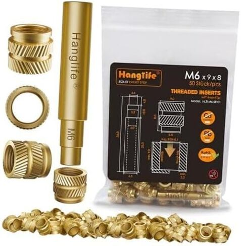 M6 Heat-Set Threaded Inserts with Insert Tip, Heat Set M6 x D9 x L8(50pcs) in Saudi Arabia