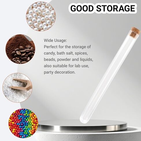 15Pcs Clear Plastic Test Tubes with Cork Stoppers, Good Seal 15ml Clear Storage Tubes for Jewelry Beads Seed Spice Powder Liquid, 15x150mm for Lab Use and Home Decoration in Saudi Arabia