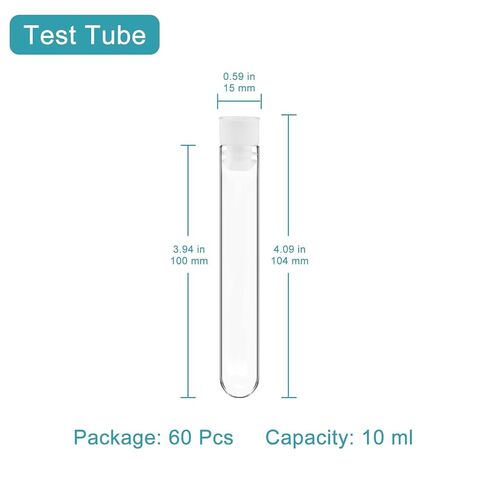 مجموعة أنابيب اختبار بلاستيكية من stonylab مقاس 0.63 بوصة، 60 قطعة مع حامل، أنابيب اختبار بلاستيكية مقاس 0.63 × 3.94 بوصة 10 مل مع أغطية بيضاء، مثالية لتجارب تدريس العلوم in Saudi Arabia