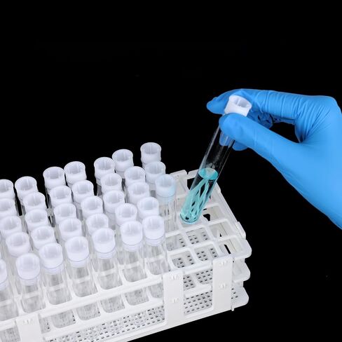 مجموعة أنابيب اختبار بلاستيكية من stonylab مقاس 0.63 بوصة، 60 قطعة مع حامل، أنابيب اختبار بلاستيكية مقاس 0.63 × 3.94 بوصة 10 مل مع أغطية بيضاء، مثالية لتجارب تدريس العلوم in Saudi Arabia