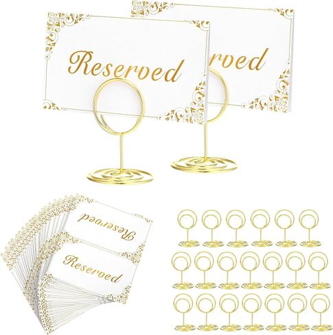 Reserved Table Signs 20 Pack Table Number Holders Elegant Reserved Signs for Wedding Restaurant Double Sided Seating Sign Photo Holders for Tables Mini Photo Stands Round Place Card Holder in Saudi Arabia