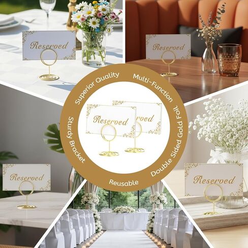 Reserved Table Signs 20 Pack Table Number Holders Elegant Reserved Signs for Wedding Restaurant Double Sided Seating Sign Photo Holders for Tables Mini Photo Stands Round Place Card Holder in Saudi Arabia