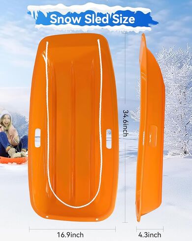 3 Pack Snow Sled for Adults, with Pull Rope and Handles Plastic Sled, Toboggan Snow Sledding, Three Color Combinations in Kuwait