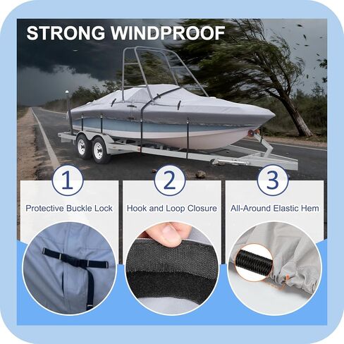 Ski & Wakeboard Tower Boat Cover 20-22ft for Wake Tower, 900D Marine-Grade Heavy Duty Boat Cover with Reinforced Stitching, All-Season Waterproof Boat Wrap for Winter, Fits Up to 106" Beam in Kuwait