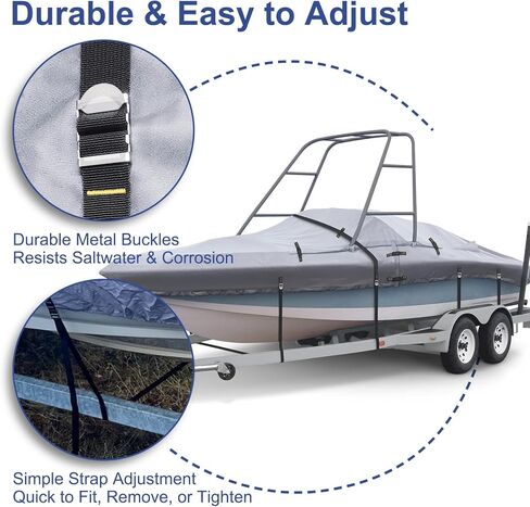Ski & Wakeboard Tower Boat Cover 20-22ft for Wake Tower, 900D Marine-Grade Heavy Duty Boat Cover with Reinforced Stitching, All-Season Waterproof Boat Wrap for Winter, Fits Up to 106" Beam in Kuwait