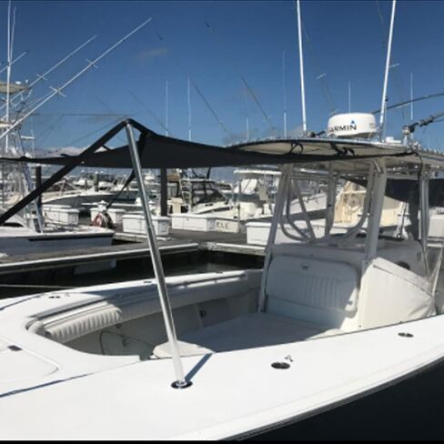 Boat T-Top Sun Shade Kit Boat Canopy, Boat Cover with Stainless Steel Telescopic Rod Foldable, UV-Proof 1200D High-Tech Polyester Fiber, Anti-Ultraviolet Dark Blue（47"×59"×47" in Kuwait