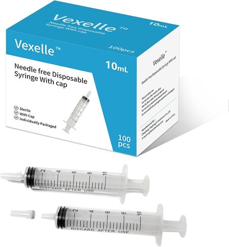 100 PCS 10ml Syringe with Cap for Liquid, Oral Syringe without Needle for Medicine Dropper, Colostrum Collect, Feeding Pets, Liquid Measuring, sterile Individually Sealed, Luer Slip in Kuwait