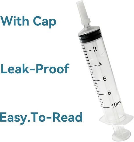 100 PCS 10ml Syringe with Cap for Liquid, Oral Syringe without Needle for Medicine Dropper, Colostrum Collect, Feeding Pets, Liquid Measuring, sterile Individually Sealed, Luer Slip in Kuwait