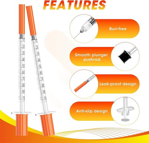 1ml/cc 31G 1/4" 6mm Syringe, Disposable Individual Package, Pack of 100 in Saudi Arabia
