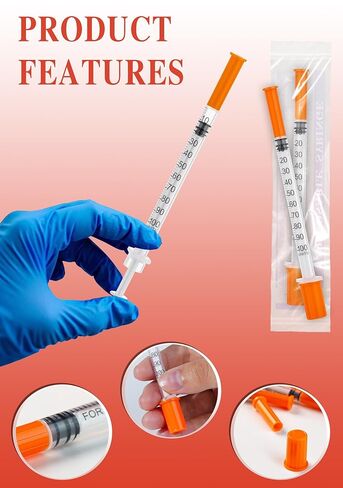 U-100 1ml Syringes 1cc 31G 5/16 Inch 8mm - Disposable Individually Sealed, Box of 100 in Saudi Arabia