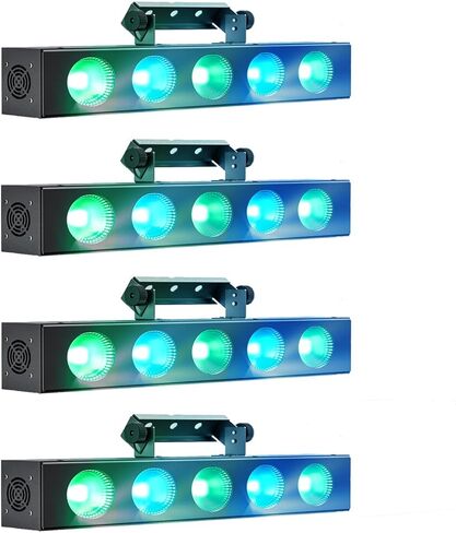 شريط إضاءة LED لغسل المسرح 50 وات، 5 قطع LED 4 في 1 شريط أضواء RGBW COB DJ مع DMX والتحكم في الصوت المنشط، أوضاع التشغيل الرئيسية للعبد، إضاءة لحفلات الزفاف الحية وحفلات إضاءة المسرح in Kuwait