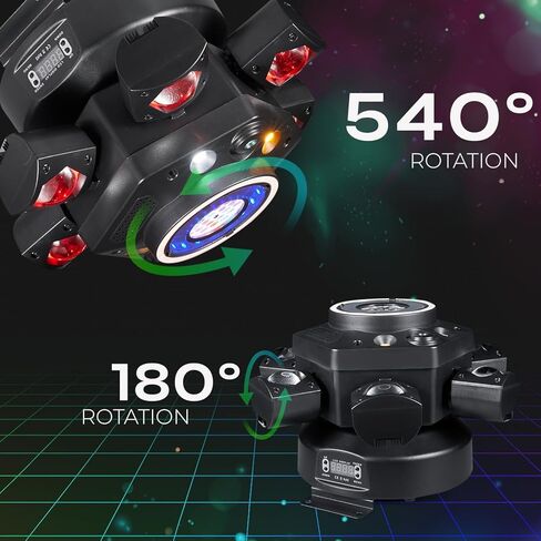 ضوء DJ برأس عنكبوت متحرك بقوة 120 وات و6 أذرع RGBW - شعاع الكل في واحد وهجين مع حلقة هالة LED، ليزر السماء المرصعة بالنجوم وستروب، صوت DMX512 منشط لمنسقي الأغاني المحمول وحفلات الزفاف والنوادي in Kuwait