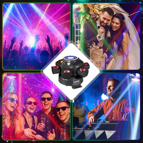 ضوء DJ برأس عنكبوت متحرك بقوة 120 وات و6 أذرع RGBW - شعاع الكل في واحد وهجين مع حلقة هالة LED، ليزر السماء المرصعة بالنجوم وستروب، صوت DMX512 منشط لمنسقي الأغاني المحمول وحفلات الزفاف والنوادي in Kuwait