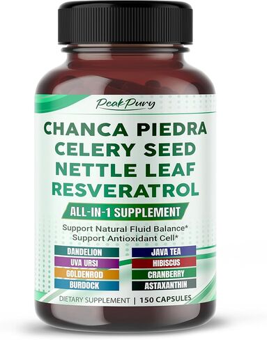 Premium All-in-1 Chanca Piedra, Celery Seed, Nettle Leaf & Resveratrol – Supports Fluid Balance & Antioxidant Cell Protection – Made in The USA – 150 Capsules in Kuwait
