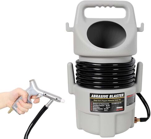 مجموعة مسدس السفع الرملي المحمولة مع قادوس، أداة كاشطة محمولة لإزالة الصدأ، وتجريد الطلاء وتنظيف السطح، أداة تفجير ضاغط الهواء لورشة العمل والمشروعات اليدوية in Kuwait