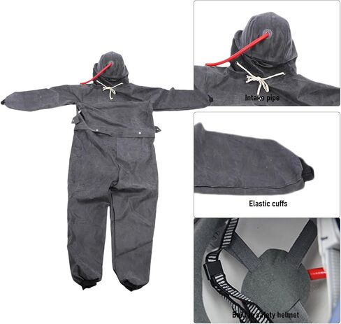 Professional Sandblasting Suit with Safety Helmet Durable Rubber Cloth Erosion Proof Protective Workwear for Spray Painting Cutting Sand Cleaning Hazardous Environments in Saudi Arabia
