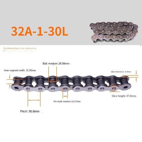 Thickened Wide Waist Industrial Chain 08B 5/8in 10A 3/4in 12A 1in 16A 20A 32A Single/Double Row DOLUNTO (Size : 32A-1-1.5m Pull 22.6T) in Saudi Arabia
