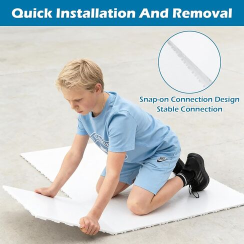 10 Pack Synthetic Ice Tiles - 12×12 Inch Dryland Hockey Floor Mat - White Interlocking Hockey Training Equipment Board for Stickhandling, Shooting, Passing(10 sqft) in Kuwait