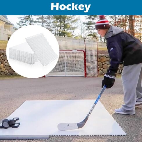 10 Pack Synthetic Ice Tiles - 12×12 Inch Dryland Hockey Floor Mat - White Interlocking Hockey Training Equipment Board for Stickhandling, Shooting, Passing(10 sqft) in Kuwait