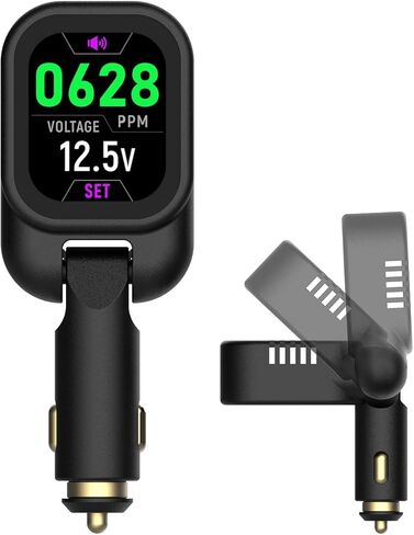 شاشة ثاني أكسيد الكربون للسيارة، وصلة توصيل، لا تحتاج إلى بطارية، أخذ عينات في الوقت الحقيقي 10 ثوانٍ، شاشة ملونة قابلة للتدوير، إنذار صفير لارتفاع ثاني أكسيد الكربون، يناسب المركبات 12 فولت/24 فولت in Kuwait