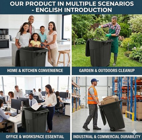 Outdoor Trash Can with Lid & Wheels, 45 Gallon Large Garbage Can for Garage & Patio, Heavy Duty Lockable Lid, Rugged Wheels & Easy Grip Handle (45 Gallon) in Saudi Arabia