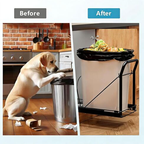 سلة المهملات السوداء القابلة للسحب أسفل الخزانة مع شرائح ناعمة الإغلاق، سلة قمامة شديدة التحمل تحت الحوض للمطبخ، أخدود ذيل قابل للتعديل للعلبة، يتطلب خزائن مقاس 13 بوصة عرض × 18 بوصة عمق، لا يمكن تضمينها in Saudi Arabia