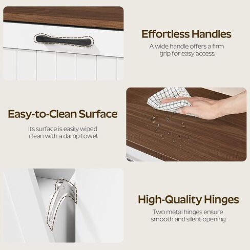 Tilt Out Trash Can Cabinet, 10 Gallon Hidden Garbage Can Cabinet with Bottle Recycling Compartment, Wooden Recycling Cabinet Trash Can, for Kitchen, Living Room, White and Walnut WB06WH in Kuwait