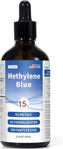 أزرق الميثيلين من الدرجة الصيدلانية، 15% قطرات، نقاء 99.9%، تركيز أعلى من أزرق الميثيلين 5%، 3%، للبشر، تم اختباره بواسطة طرف ثالث، خالٍ من الفورمالديهايد، 60 مل in Kuwait