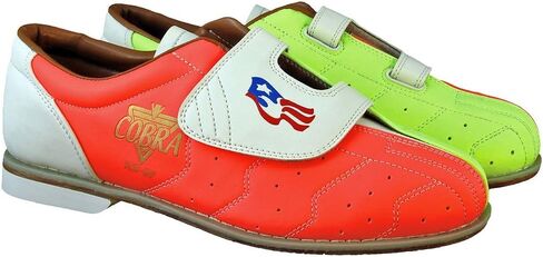 Mens Glow TCRGV Cobra Rental Bowling Shoes- Hook and Loop Neon Yellow/Orange/White 5 in Kuwait