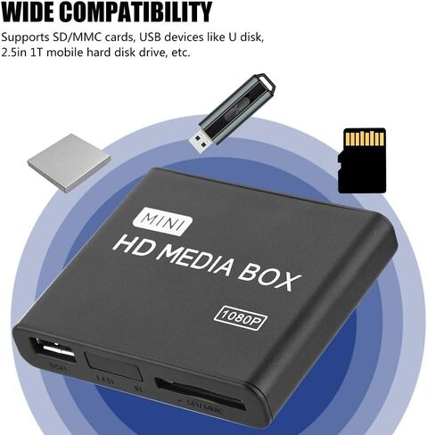 1080P Media Player,AV/YPrPb/Output Media Player Stereo Surrounding Media Player Center 1080P FullHD Portable Digital Player(us) in Saudi Arabia