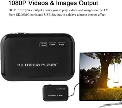 توافق قوي، مشغل فيديو HDMI صغير ومتين، مشغل وسائط فيديو، للمنزل المنزلي (قابس أمريكي) in Kuwait