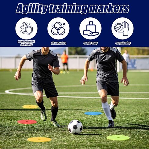 50 Pcs 6 inch Flat Cones Spot Markers Non-Skid Floor Hole Soccer Cones Field Court Spot Markers Flat Discs Soccer Training Equipment for Football Sports Speed Agility Practice in Saudi Arabia