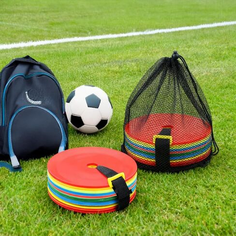 50 Pcs 6 inch Flat Cones Spot Markers Non-Skid Floor Hole Soccer Cones Field Court Spot Markers Flat Discs Soccer Training Equipment for Football Sports Speed Agility Practice in Saudi Arabia