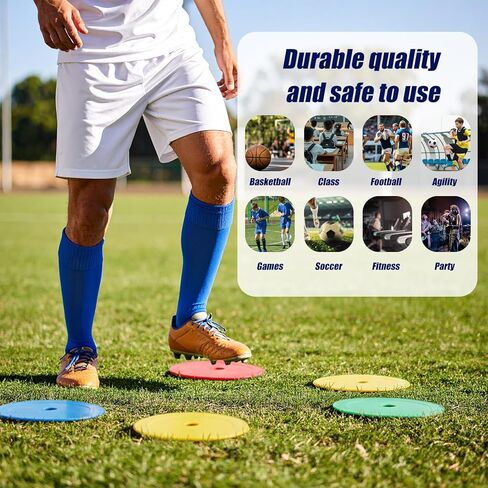 50 Pcs 6 inch Flat Cones Spot Markers Non-Skid Floor Hole Soccer Cones Field Court Spot Markers Flat Discs Soccer Training Equipment for Football Sports Speed Agility Practice in Saudi Arabia