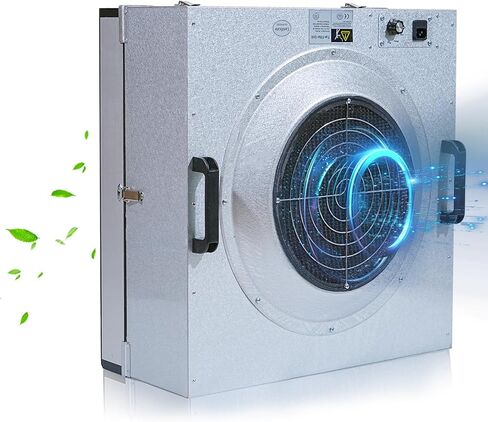 غطاء التدفق الصفحي FFU HEPA H14-Filter وحدة مرشح المروحة المحدثة (يتضمن فلتر HEPA) 100/ISO فئة 5 غرفة الأبحاث/المختبر/غرفة الأبحاث/غرفة الفطر، غطاء تدفق الهواء الصفحي (22.6 بوصة × 22.6 بوصة 110 فولت) in Saudi Arabia