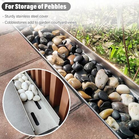 Heavy Duty 1m Stainless Steel Drain Grating Channel - 8 Pack, 100x17x15cm, Rust-Resistant Storm Drainage for Garden & Patio, Ideal for Concrete Floors 15-25cm High in Saudi Arabia