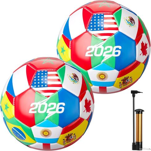 Tellingyou 2026 World Flag Soccer Ball Bulk with Pump Needle Multi-Country Design for Adults Team Training Club Events Sports Parties and Soccer Fan Gifts in Saudi Arabia