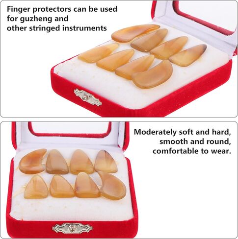 Guzheng Horn Finger Picks Thickened Large Size Protective Fake Nails Fingertip Covers for Guzheng Playing Assorted Colors Pack Random Color in Kuwait