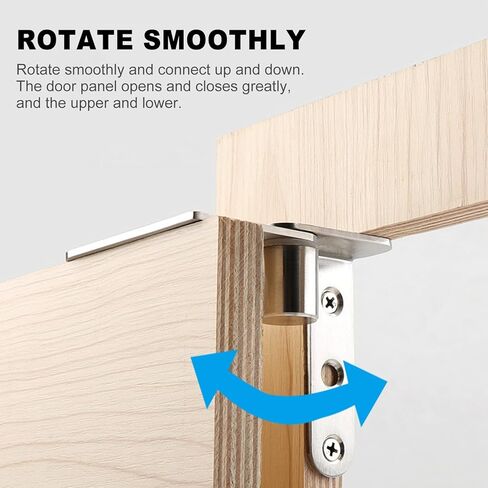 Garneck 2pcs Stainless Steel Concealed Door Hinges Metal Pivot Butt Hinges for Cabinet and Furniture Up-Down Rotation for Home Door and Window in Saudi Arabia