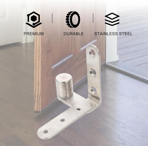 Garneck 2pcs Stainless Steel Concealed Door Hinges Metal Pivot Butt Hinges for Cabinet and Furniture Up-Down Rotation for Home Door and Window in Saudi Arabia