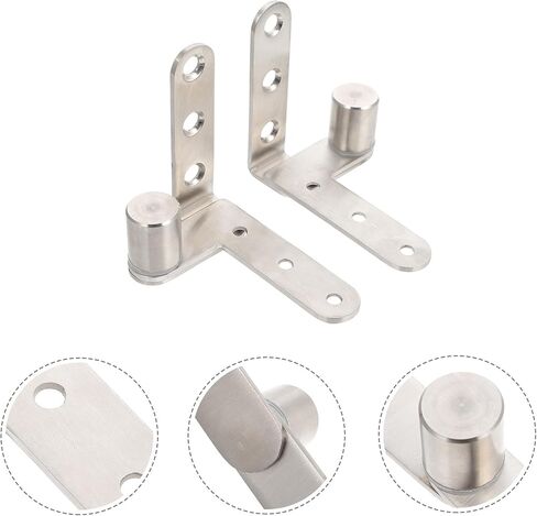 Garneck 2pcs Stainless Steel Concealed Door Hinges Metal Pivot Butt Hinges for Cabinet and Furniture Up-Down Rotation for Home Door and Window in Saudi Arabia
