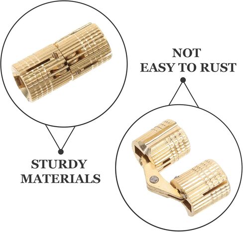 Yardwe Brass Concealed Barrel Hinges 12mm Invisible Furniture Hinges for Wooden Doors Jewelry Boxes Cabinets with Cross Folding Mechanism Small Cabinet for DIY Industrial Use in Saudi Arabia