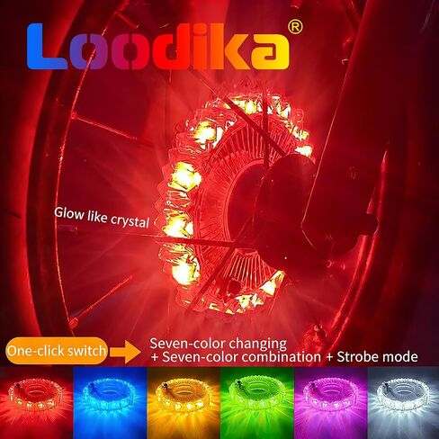 أضواء عجلة الدراجة قابلة لإعادة الشحن بإطارين، أضواء الدراجة للعجلات 7 ألوان متغيرة، مستشعر حركة، أضواء الدراجة للأطفال، احصل على أكثر سطوعًا ورؤية بنسبة 100% من جميع الزوايا in Kuwait